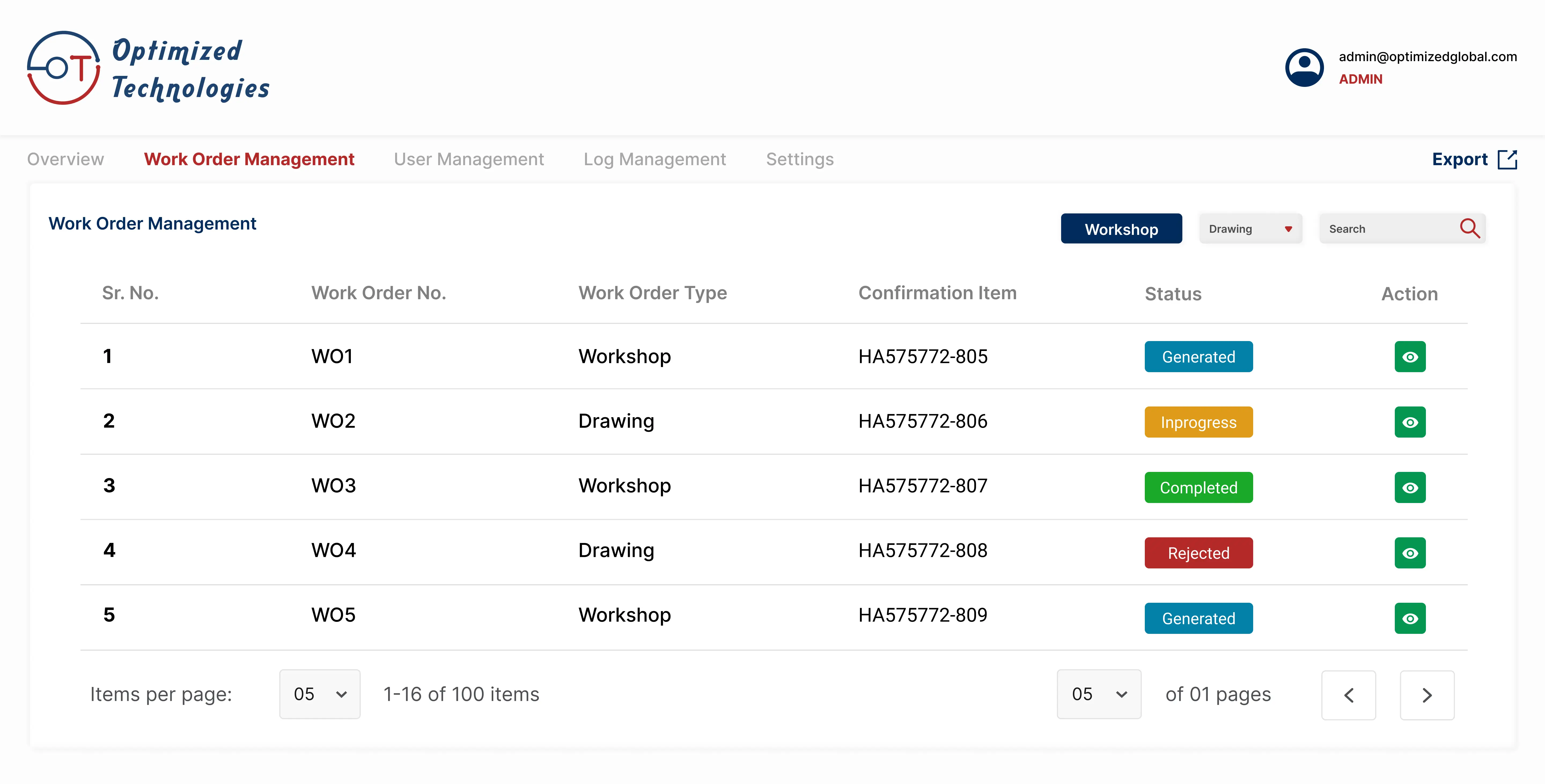 Smart Work Order Management Interface